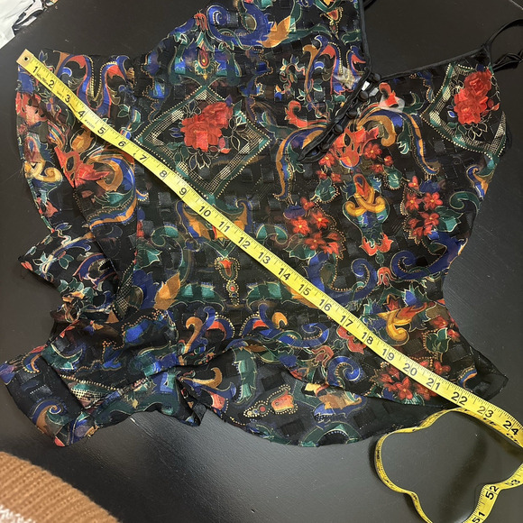 VTG Victoria's Secret Gold Label Chemise Bodysuit Small Floral Sheer Lingerie - Picture 10 of 10